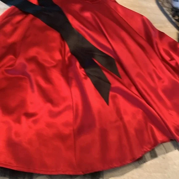 Vintage HEARTS & ROSES red satin dress with tulle, pinup, rockabilly 80s S - Picture 9 of 17